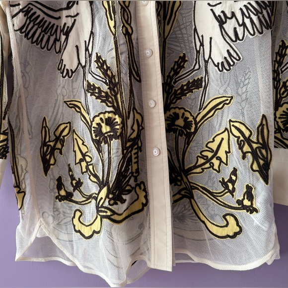 Tory Burch Brigitte Wheat Print Roll Tab Shirt - Picture 5 of 16